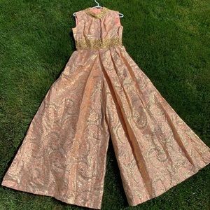 1960s pink and gold lame jumpsuit
